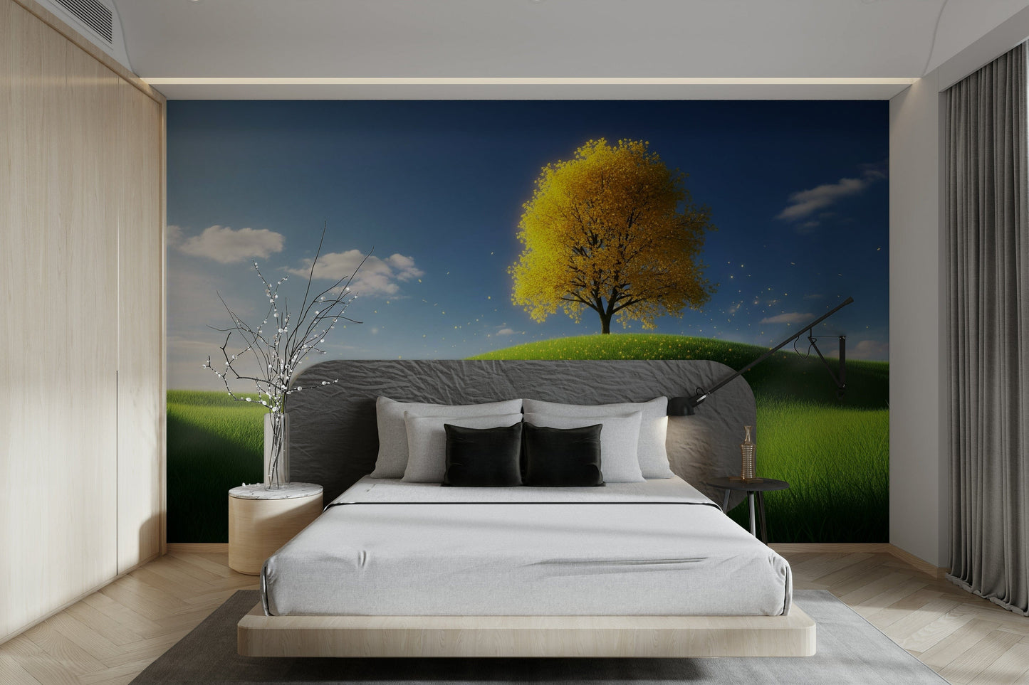 The wallpaper for walls being admired in a home.