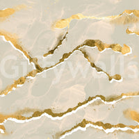 Golden Veins Ecru Sand Marble wallpaper mural close-up showing cream beige marble with gold foil veins and white fissures