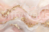 The wallpaper features a subtle, gold-veined pattern.

