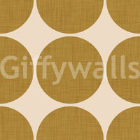 Graphic wallpaper design showcasing large ochre orbs in a structured grid layout