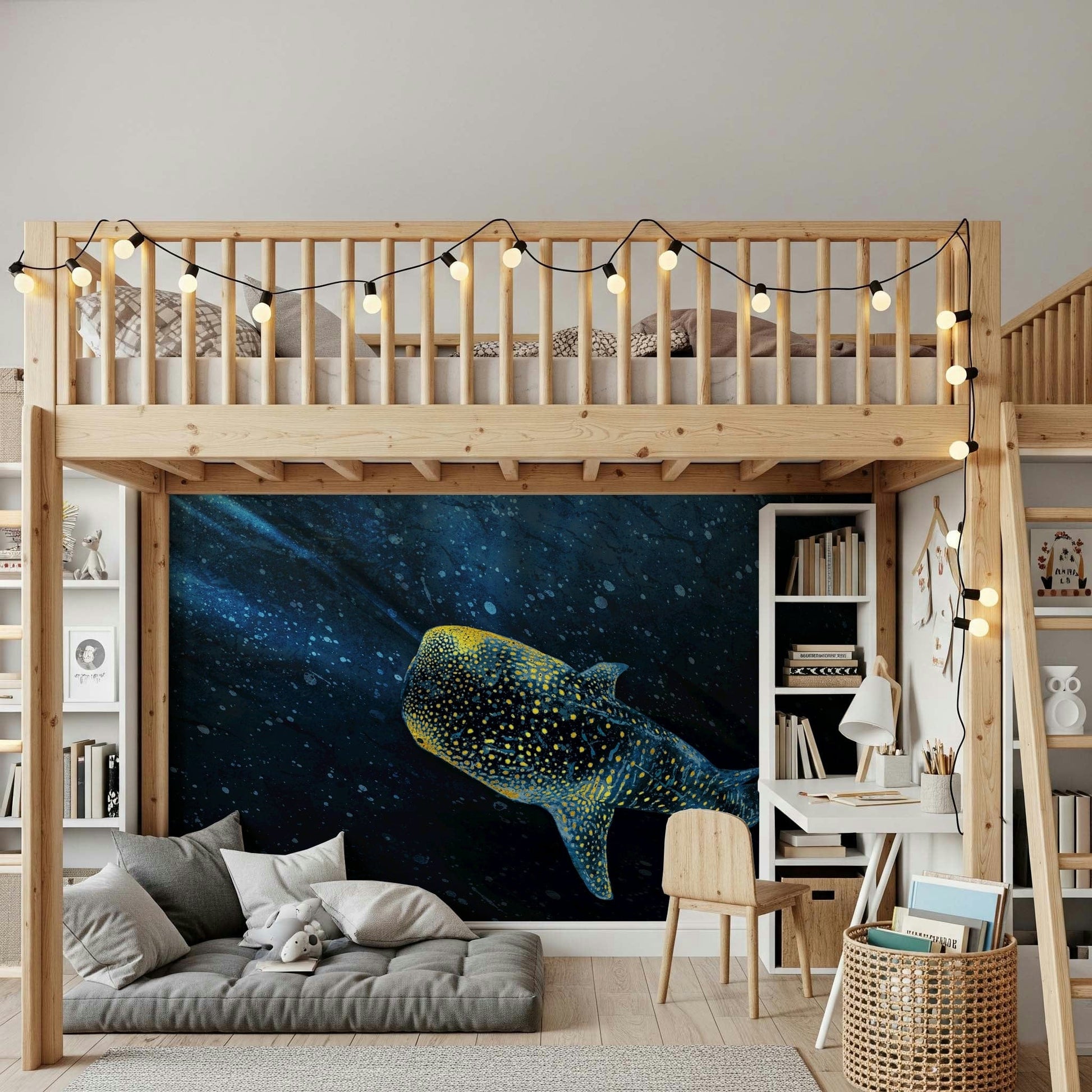 Beautiful Golden Whale Shark yellow spotted ocean wallpaper.