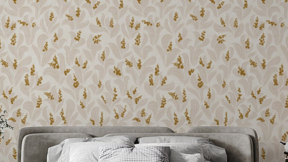 Golden Whispers Lily Valley Wallpaper