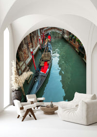 Italy travel photo wall mural, elegant Gondola Dream vessel artwork.