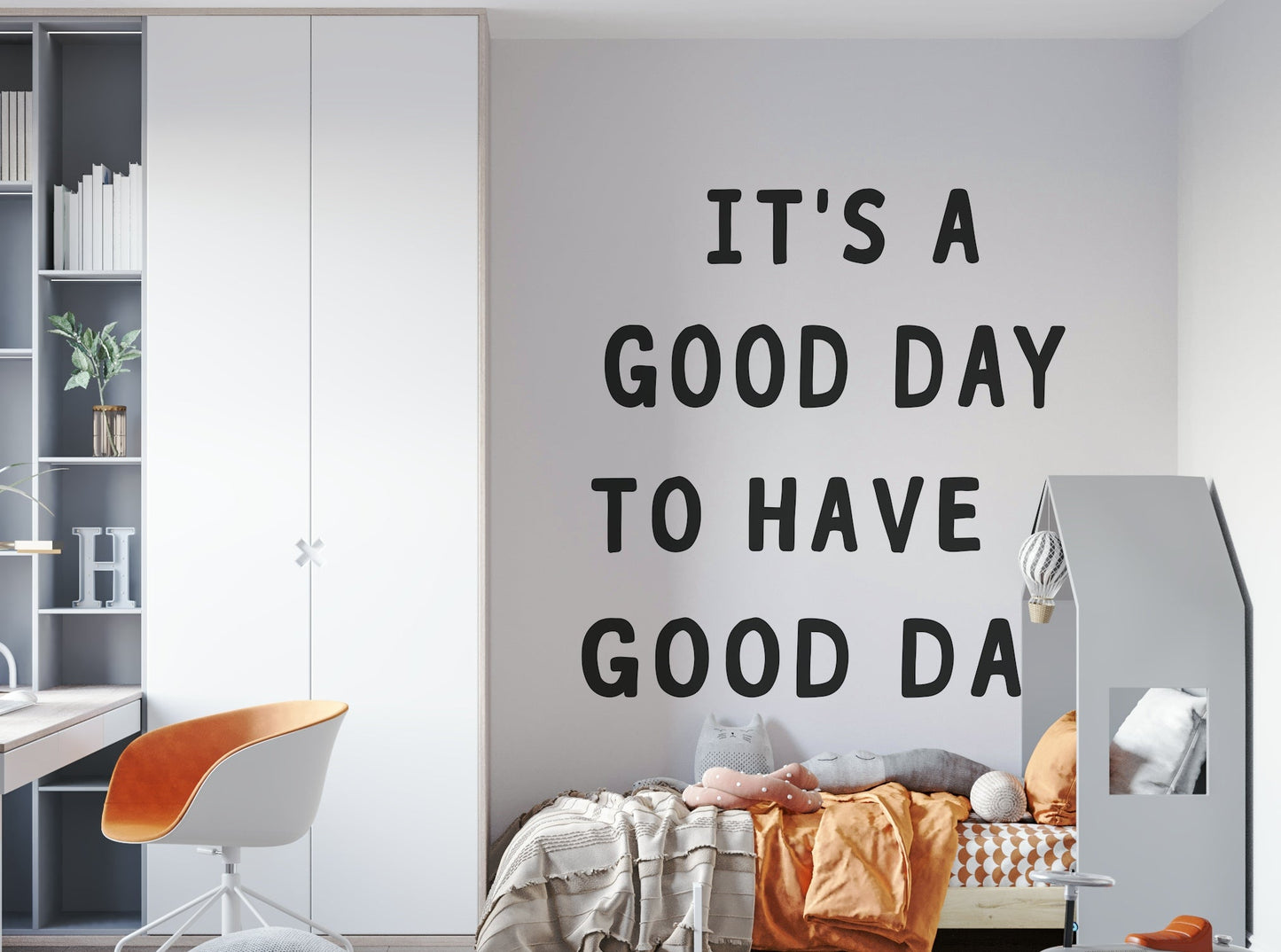 Wall decor evoking happiness and a good start.

