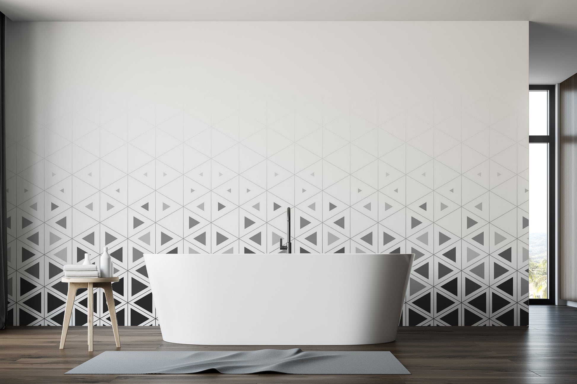 Elegant emerald green wall mural featuring art deco geometric repeats.