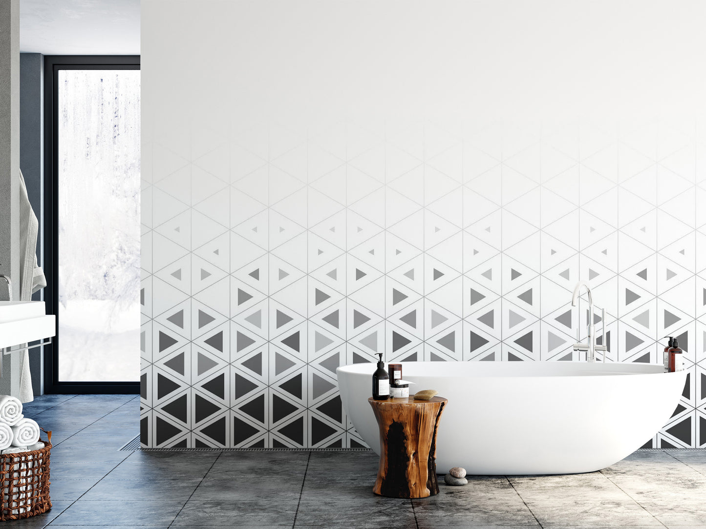 Minimalist thin line wallpaper mural with a clean white background.