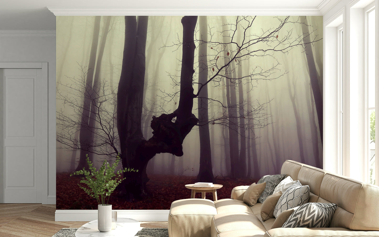 Captivating Gothic forest design, misty woods, spooky home decor.