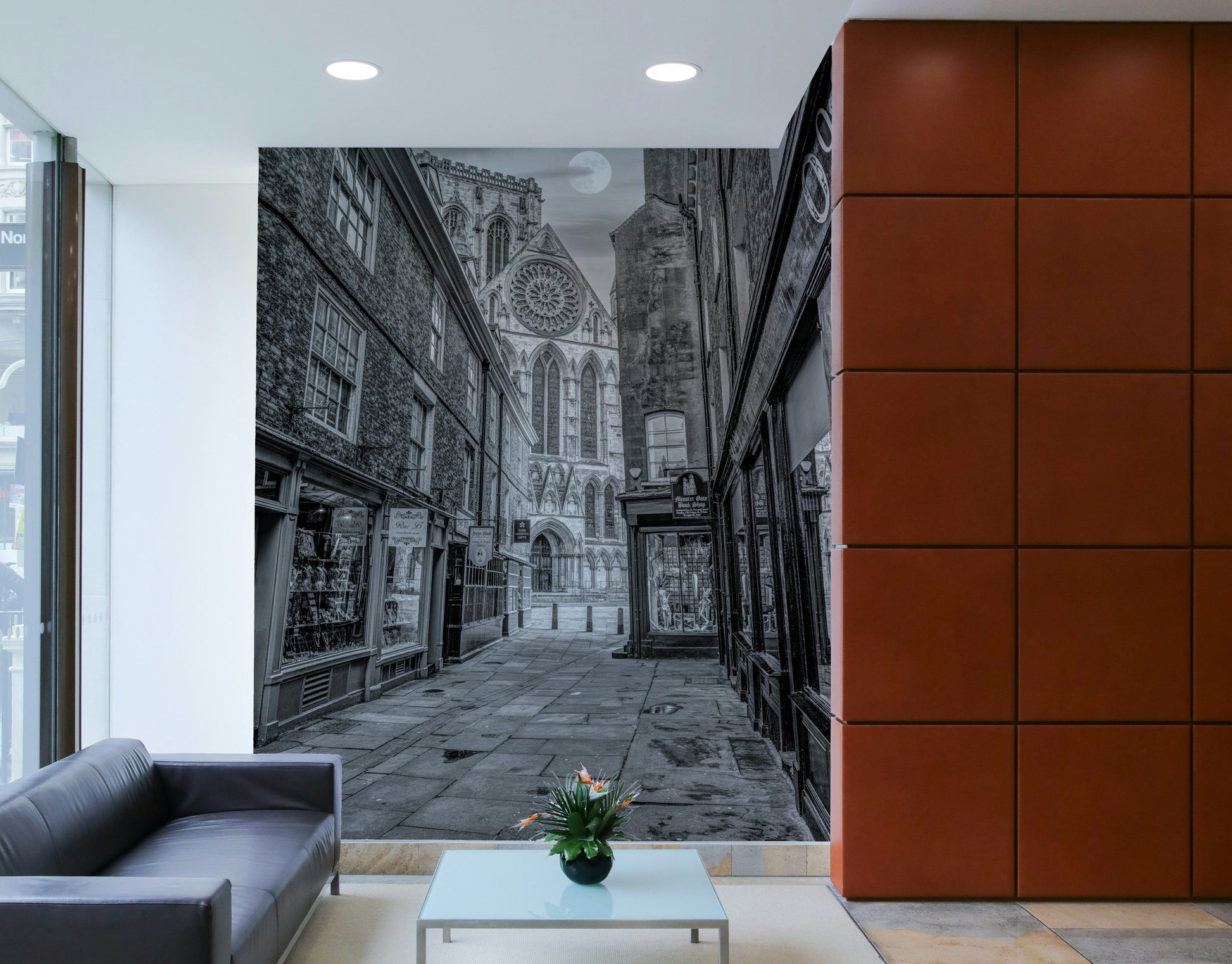 A beautiful historic city wall mural for a living room.

