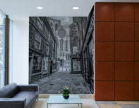 A beautiful historic city wall mural for a living room.

