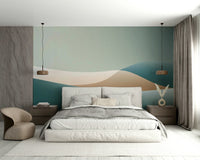 Soft gradient wallpaper for walls blending seafoam to blush

