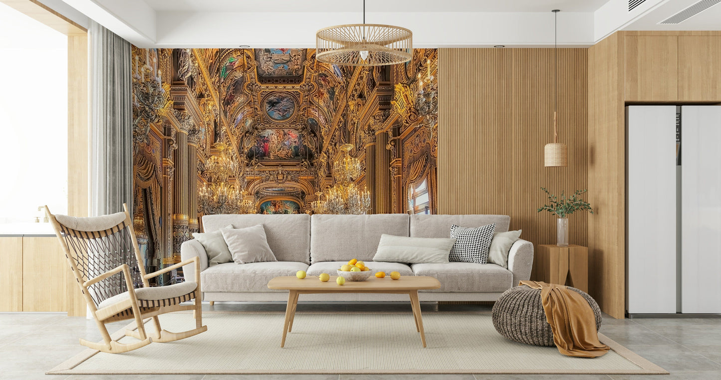 Ornate ceiling art Opulent Grandeur luxury wallpaper mural.