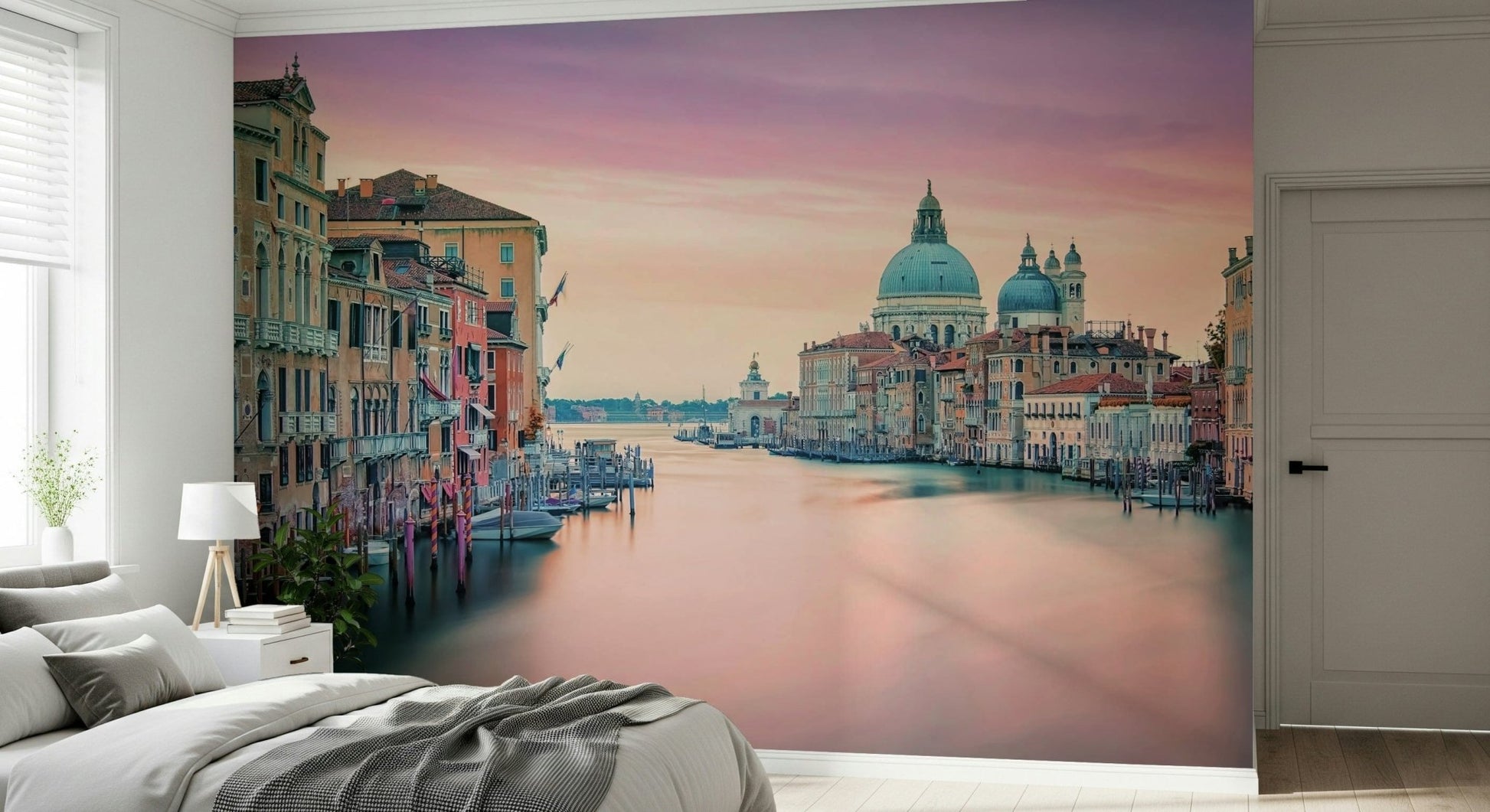 Historic city Canal Dream wall mural iconic basilica domes.