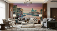 Beautiful Canal Dream water mural historic Venetian architecture.