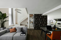 Bold, intricate floral wallpaper with dark hues for interiors

