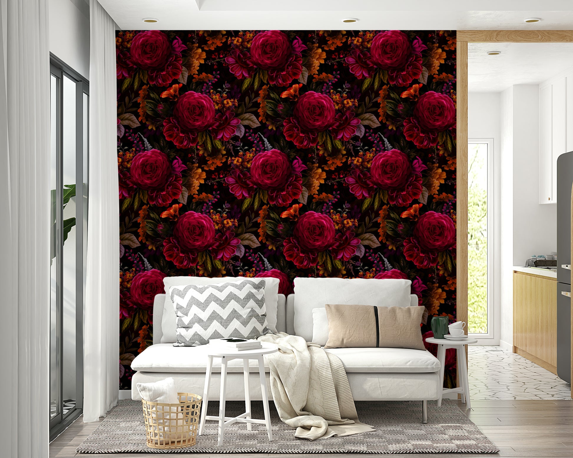 Dark floral wallpaper perfect for creating a bold statement

