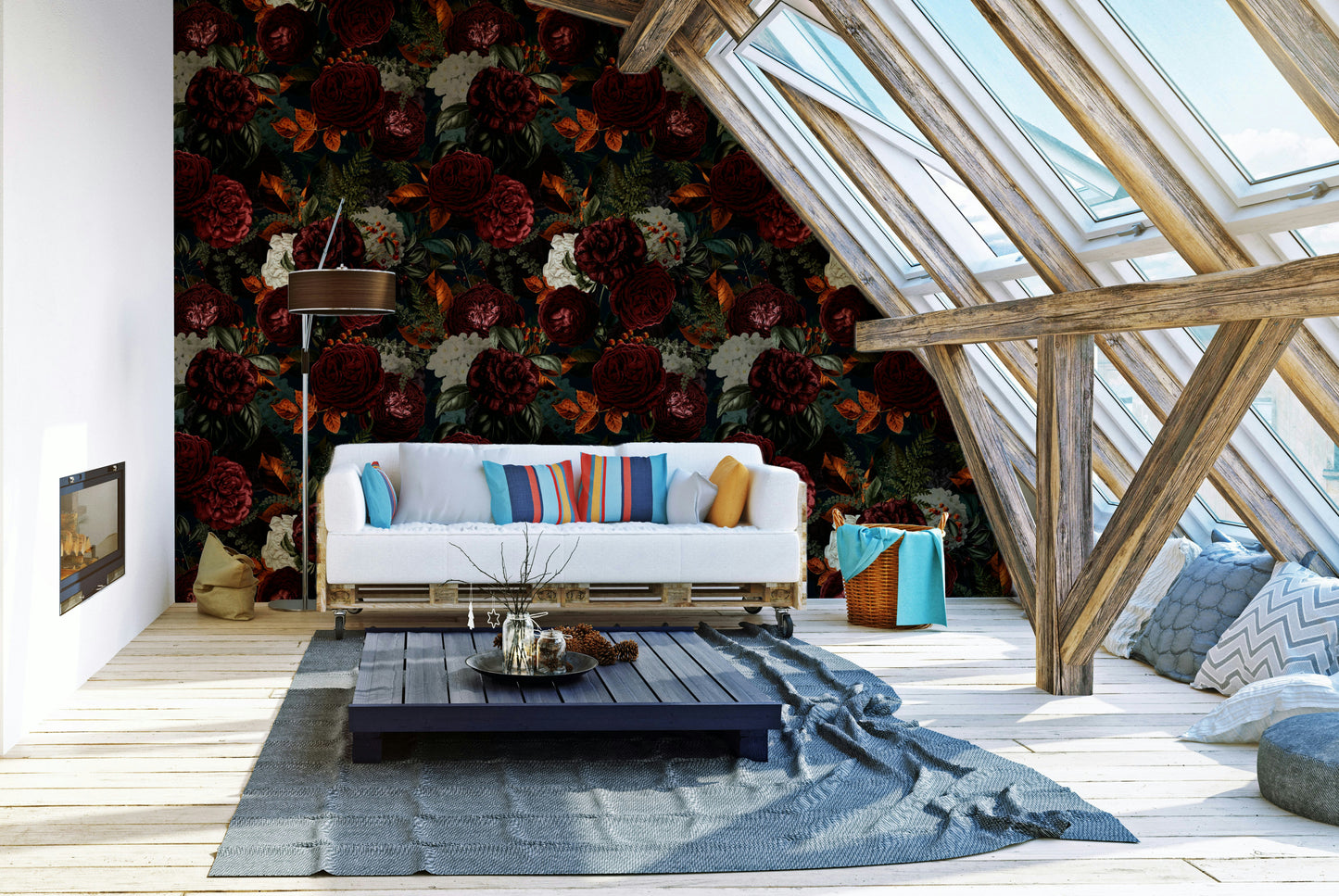 Gothic floral wallpaper for moody interior walls

