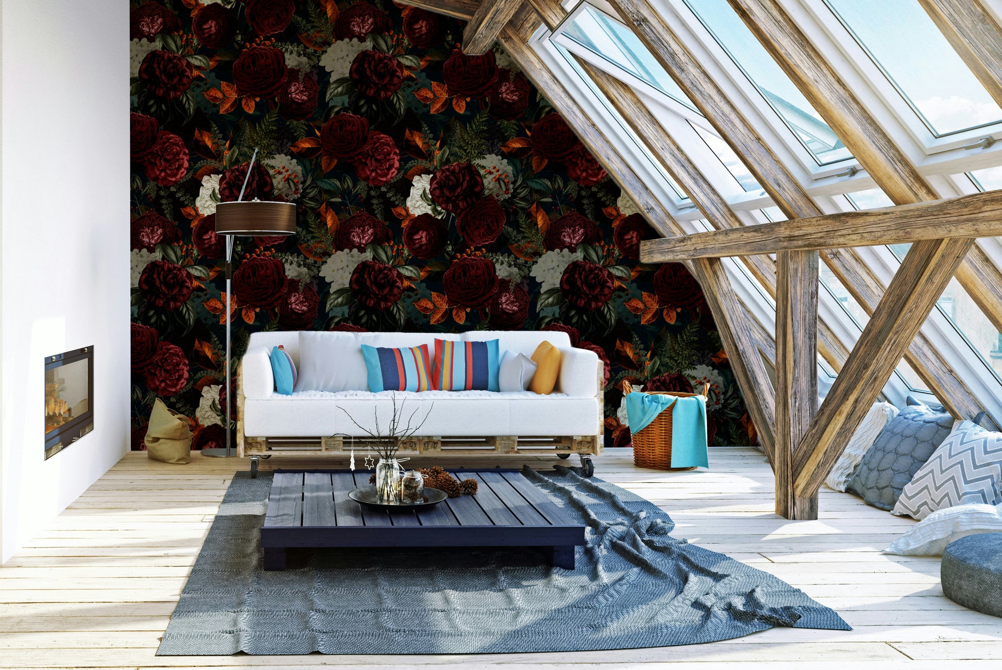 Gothic floral wallpaper for moody interior walls

