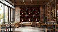 Heritage-style dark moody floral wallpaper design


