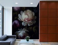 Moody floral wall mural with dramatic gothic heritage design.

