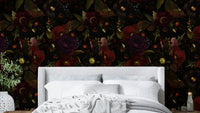 Dark floral wallpaper for vintage interior style


