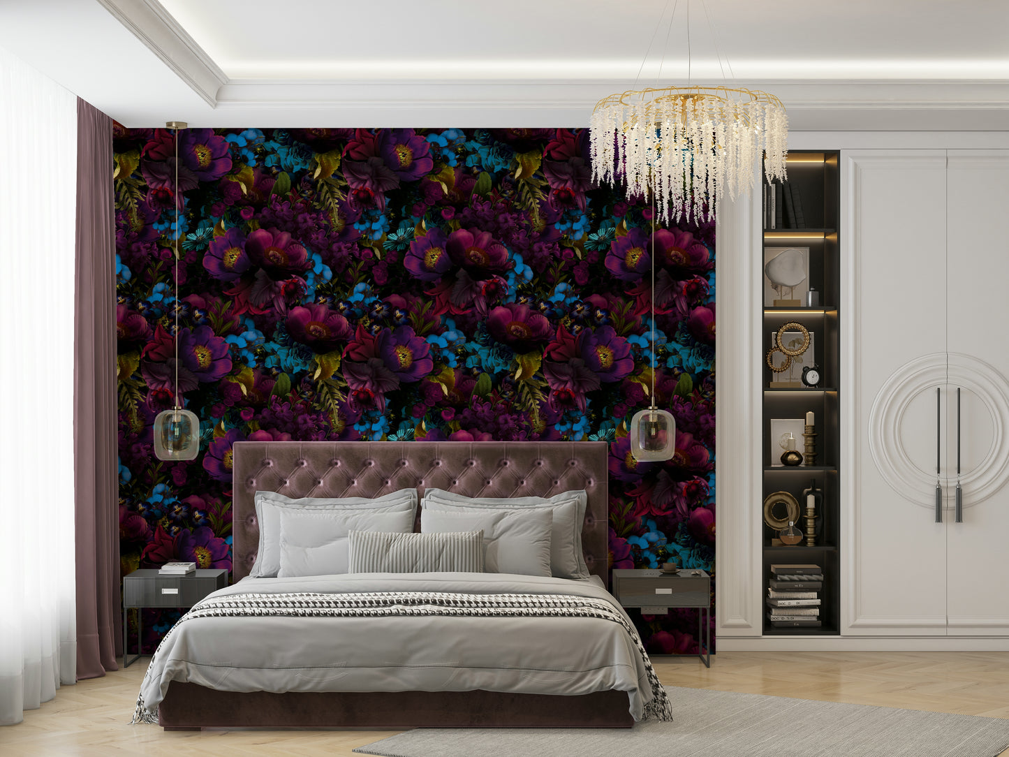 Grandmillennial Dramatic Glamour Heritage Gothic Dark Moody Florals 3 Wallpaper⁠