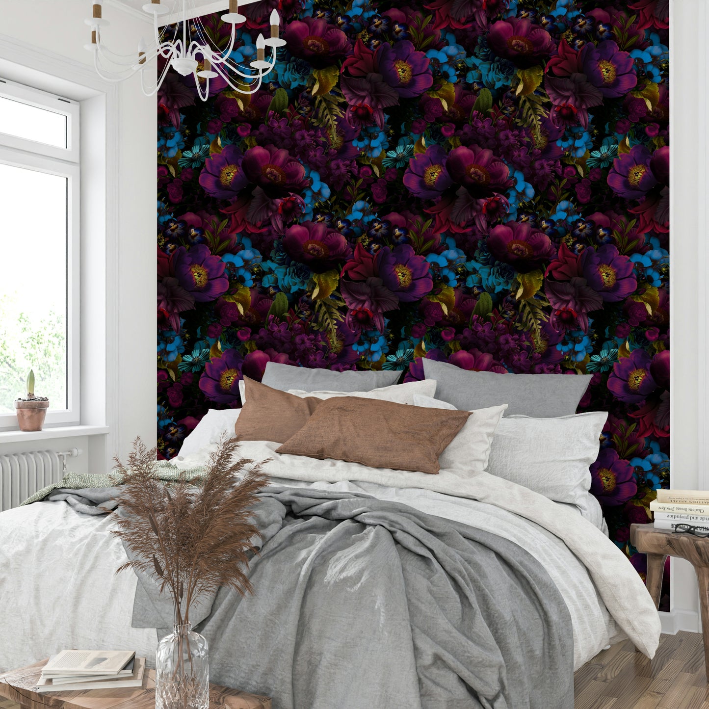 Grandmillennial Dramatic Glamour Heritage Gothic Dark Moody Florals 3 Wallpaper⁠
