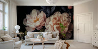 Bold dark floral wallpaper mural for vintage-inspired décor.

