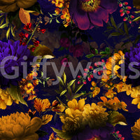 Grandmillennial wallpaper with intricate, dark floral details

