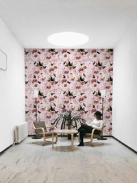 Heritage floral wallpaper with dramatic blush peony prints

