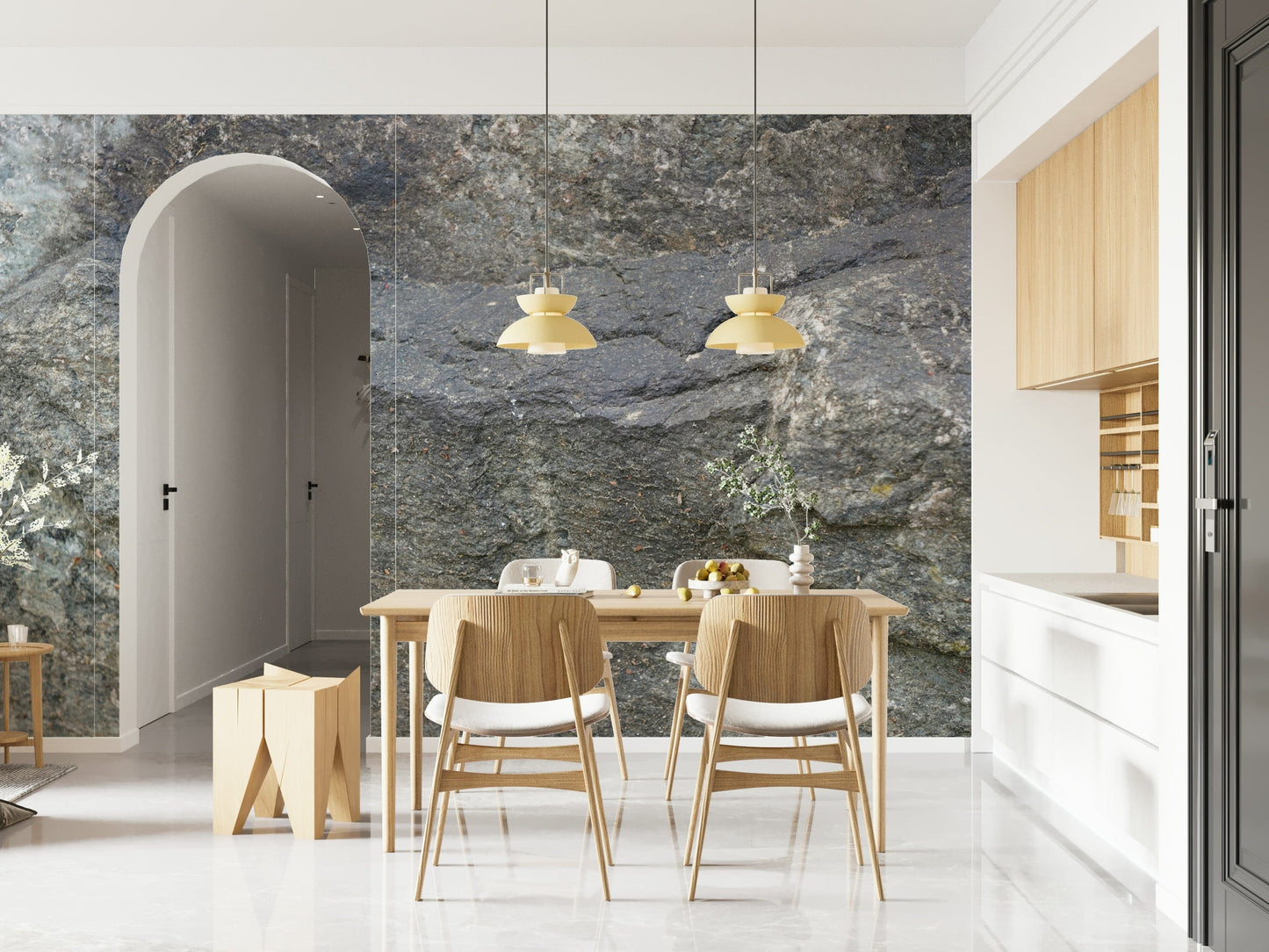 Decorative wall mural showcasing natural granite textures for a sleek, modern look.
