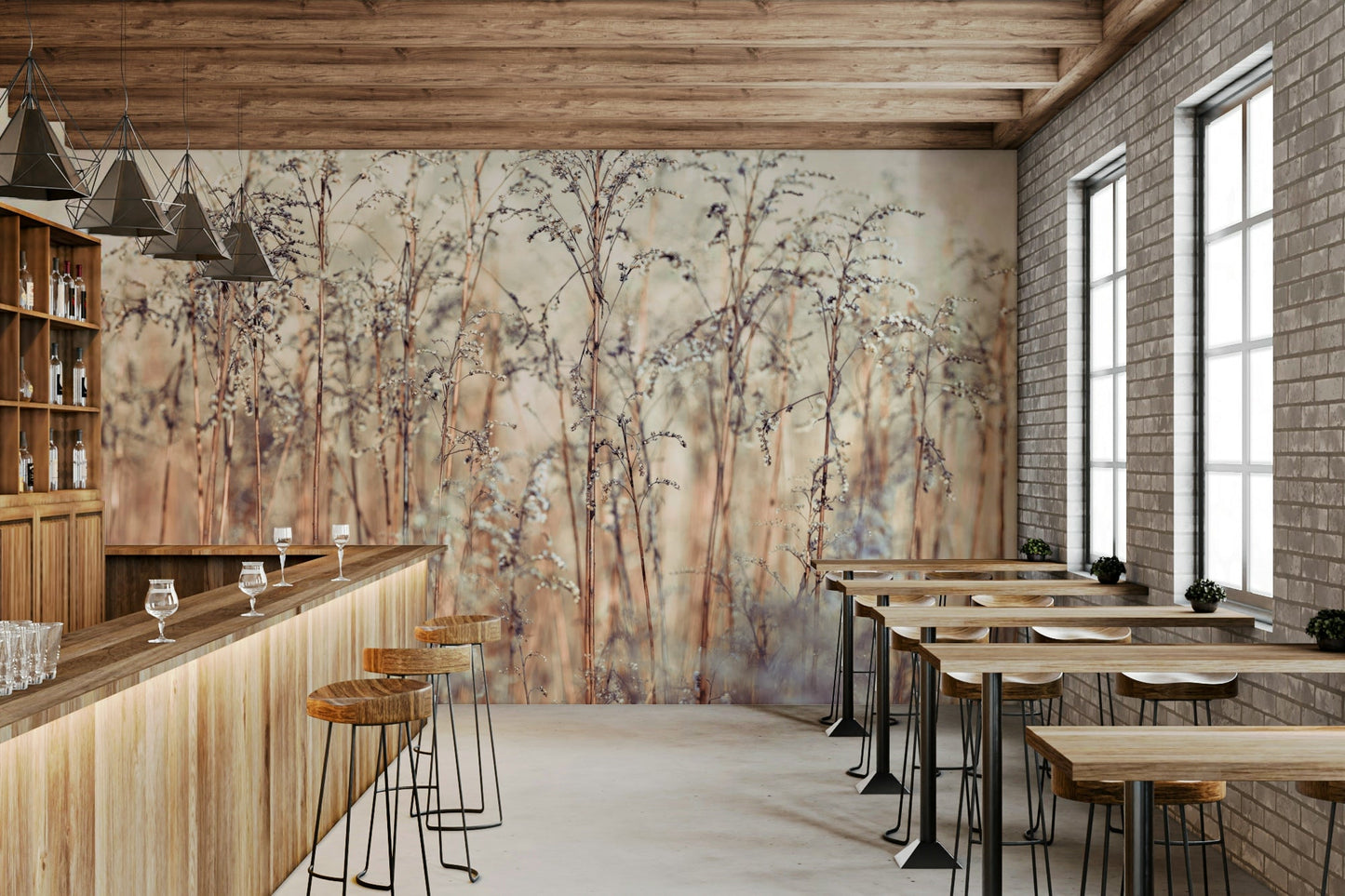 Gentle grass and reeds wallpaper for a peaceful room vibe.

