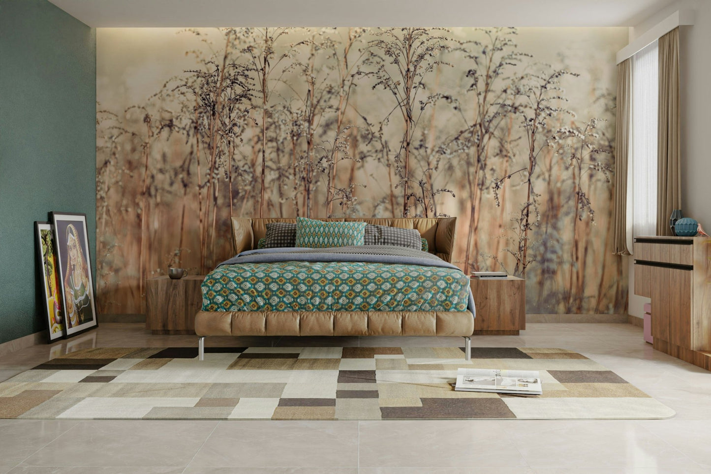 Grass Reeds Wall Mural with delicate tall grass and soft tones.

