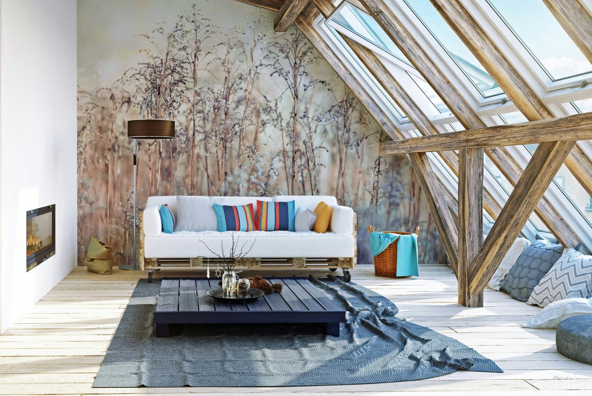 Nature-inspired grass mural perfect for relaxing spaces.

