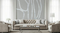 A beautiful modern art wall mural of delicate lines.
