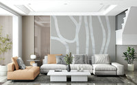 A beautiful abstract gray line wallpaper mural for a modern home.