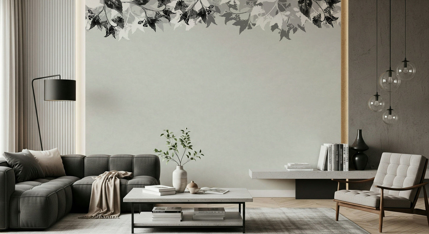 A beautiful monochrome canopy wallpaper mural for a modern home.
