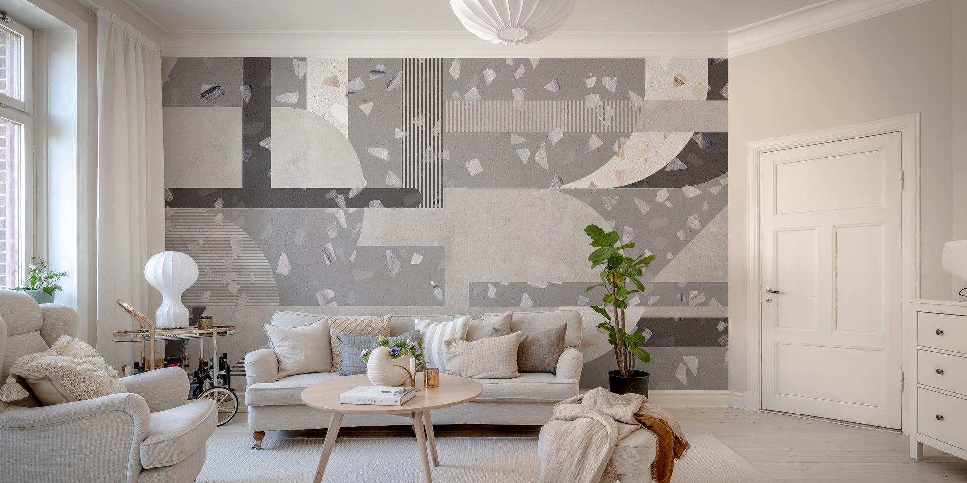 Cement terrazzo design mural