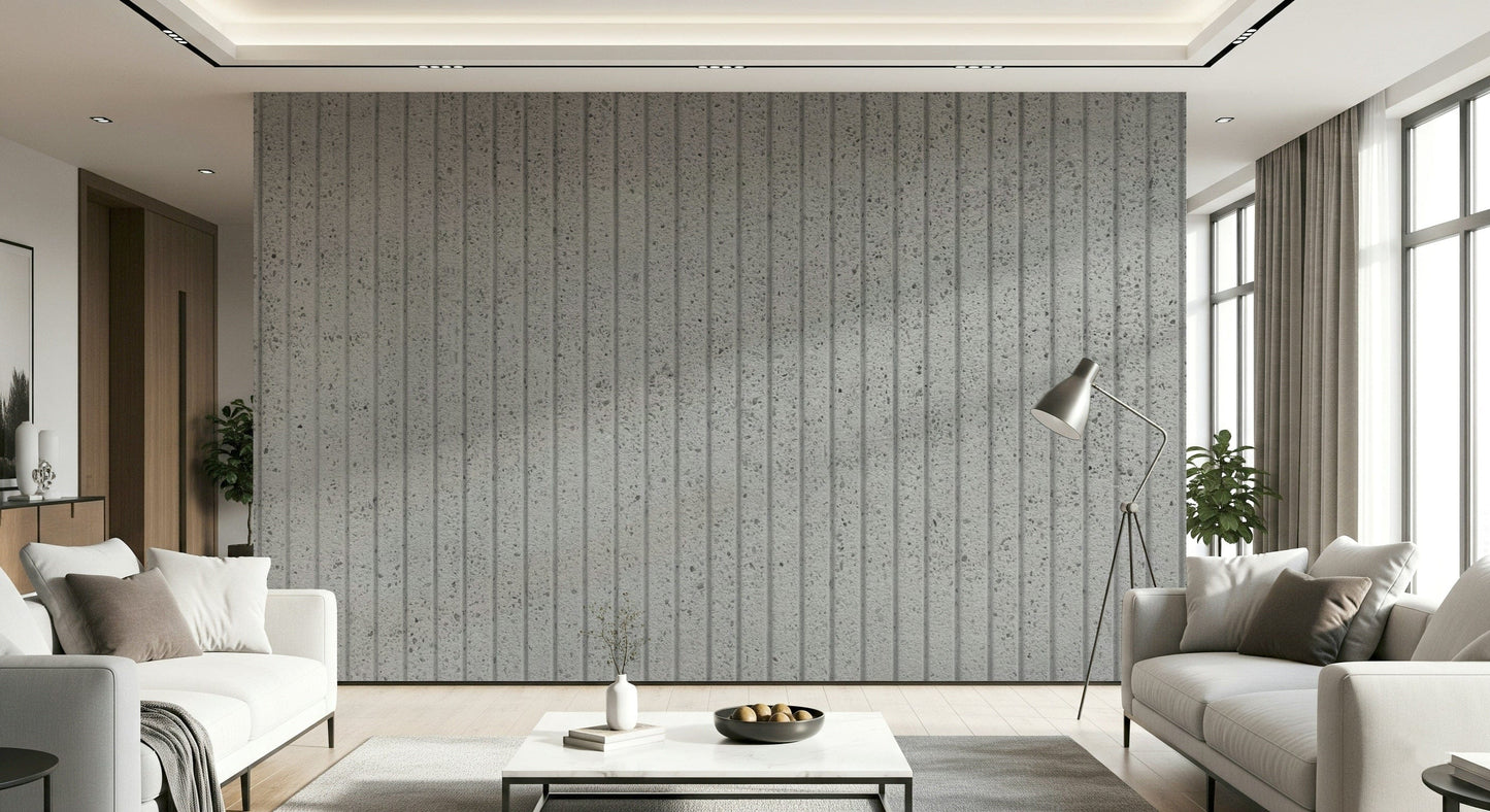 Wall mural showcasing layered concrete textures with subtle linear patterns for minimalist and industrial décor.