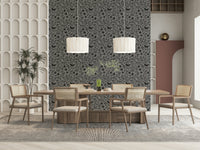 Wall mural Gray Folk, stylized flowers, calm neutral palette.