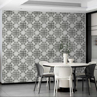 A calming serene gray wallpaper mural that defines a space.

