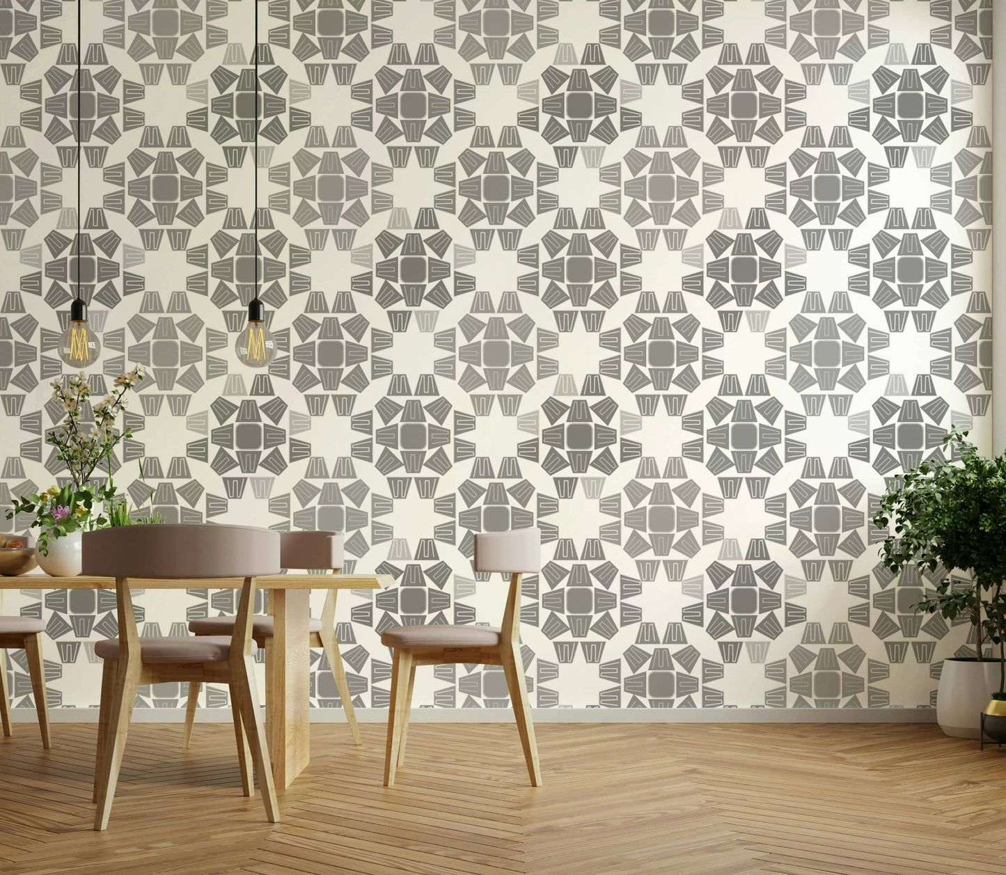  A beautiful modern art wall mural for a living room.

