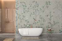 Stylish leaf-pattern Chinoiserie wallpaper
