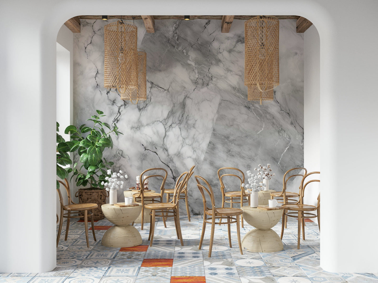Gray Marble Veins Wall Mural — natural marble textures adding depth and luxury to walls.
