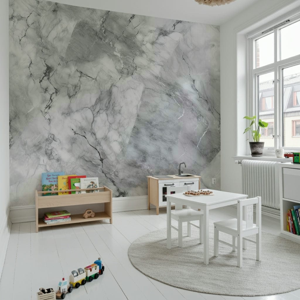 Gray Marble Veins Wall Mural featuring elegant gray marble textures with natural veining.