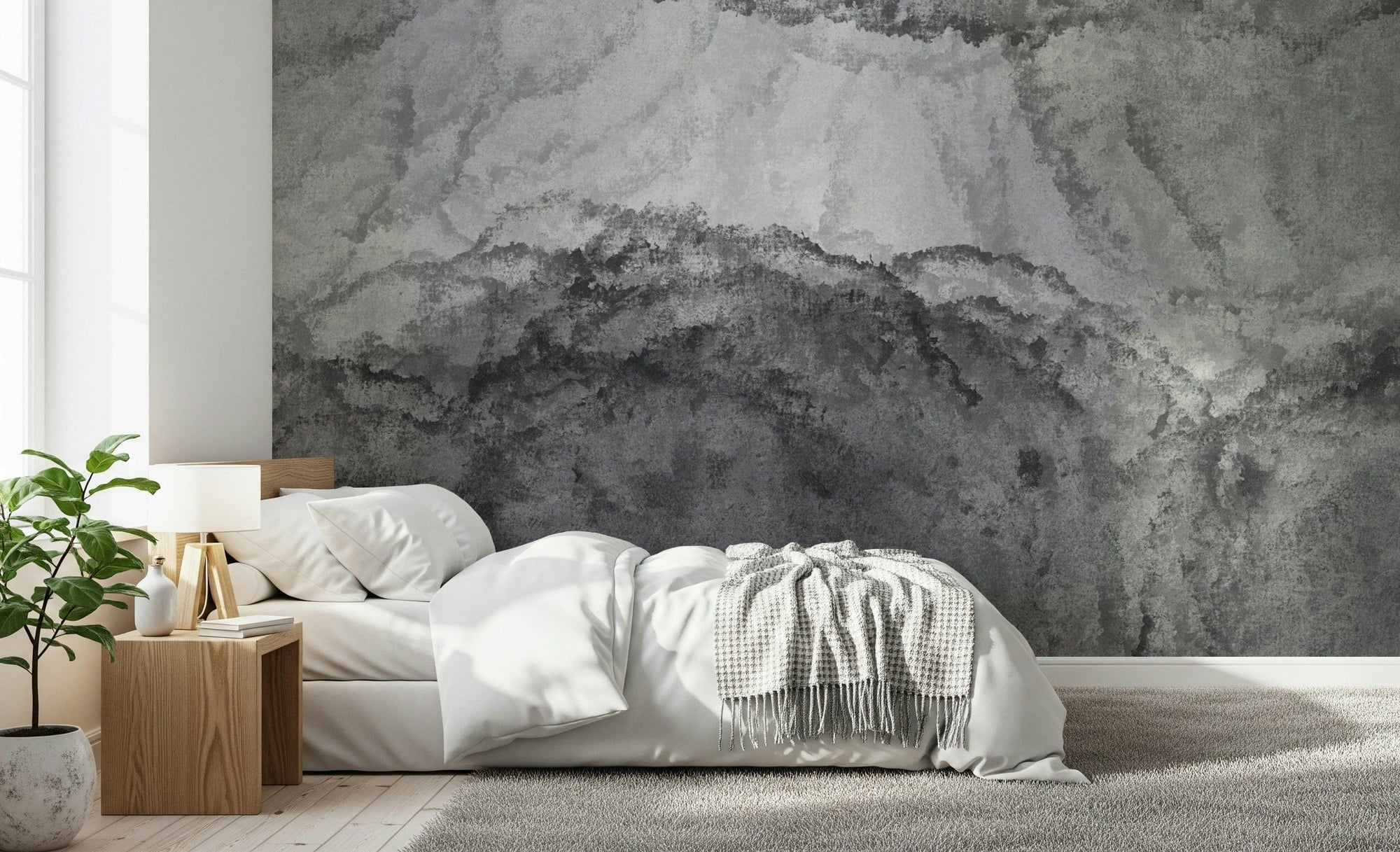 A beautiful subtle gray wallpaper mural for a modern home.