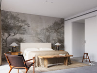 Gray Vintage Palm Tree Wallpaper Mural - Giffywalls