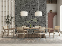 Wall mural Gray Folk, stylized flowers, calm neutral palette.