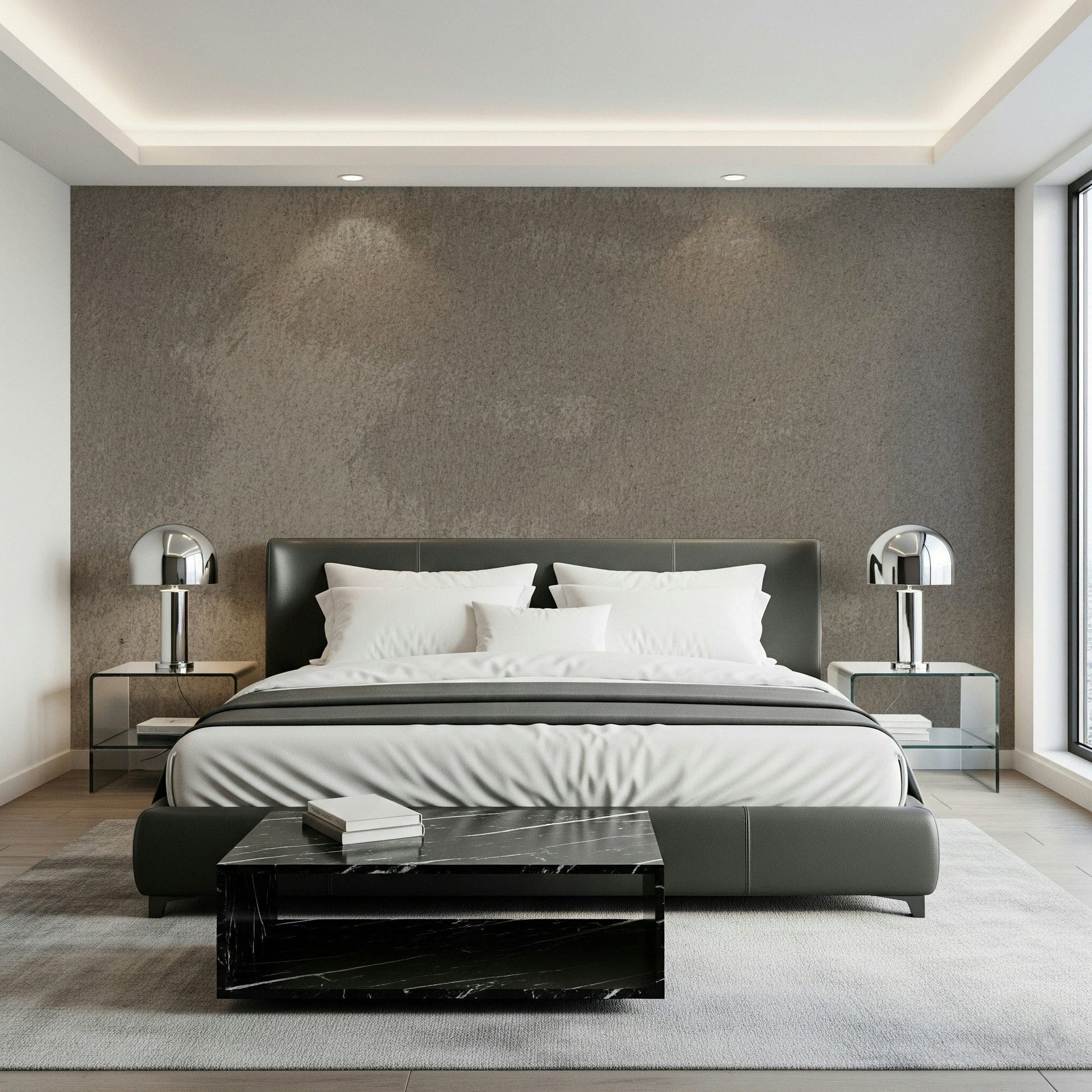 Textured wall mural with layered stone patterns and mottled color variations for a realistic stone effect.