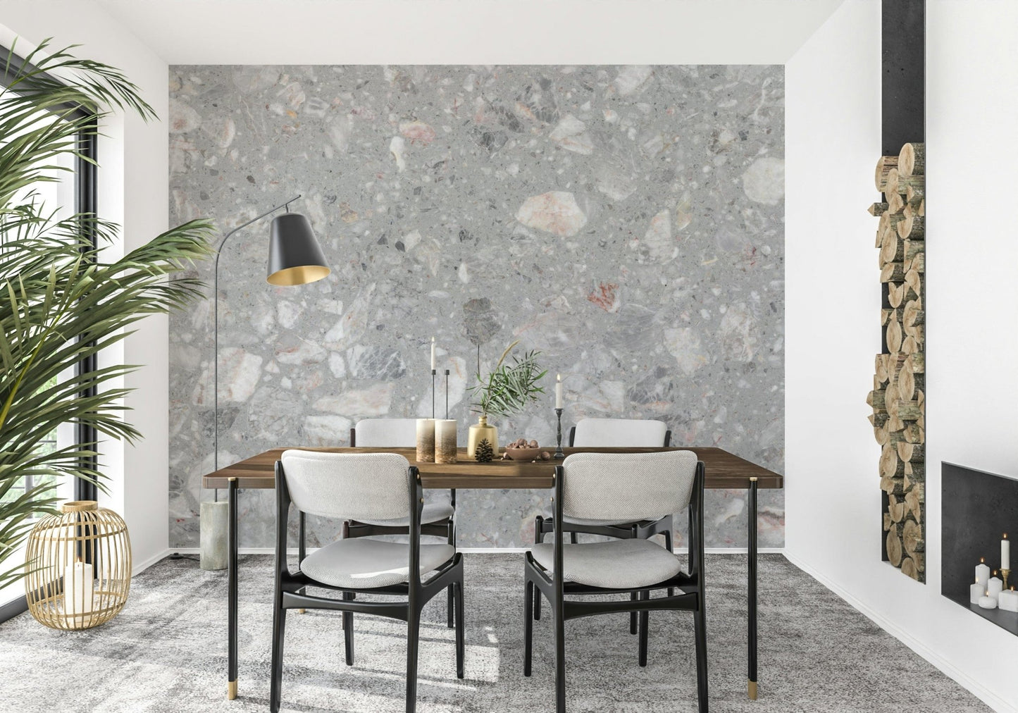 Beautiful Natural Stone Tile mural. Pale grey and pink chips.