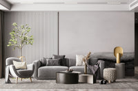 Wall mural with panoramic grayscale vistas, emphasizing texture and contrast.